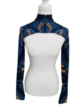 BADINKA Cyber Blue Mock Neck Shrug - Size Medium